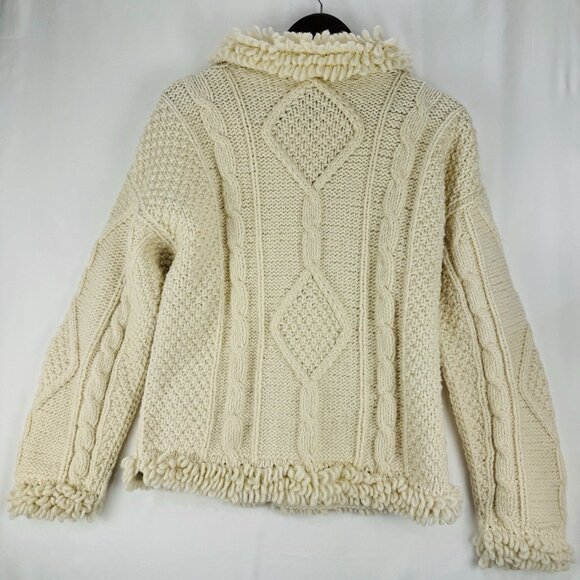 Boho Fisherman Core Milma’s Crafts Women's Large Llama Wool Zip Jacket Ecuador - Picture 2 of 7